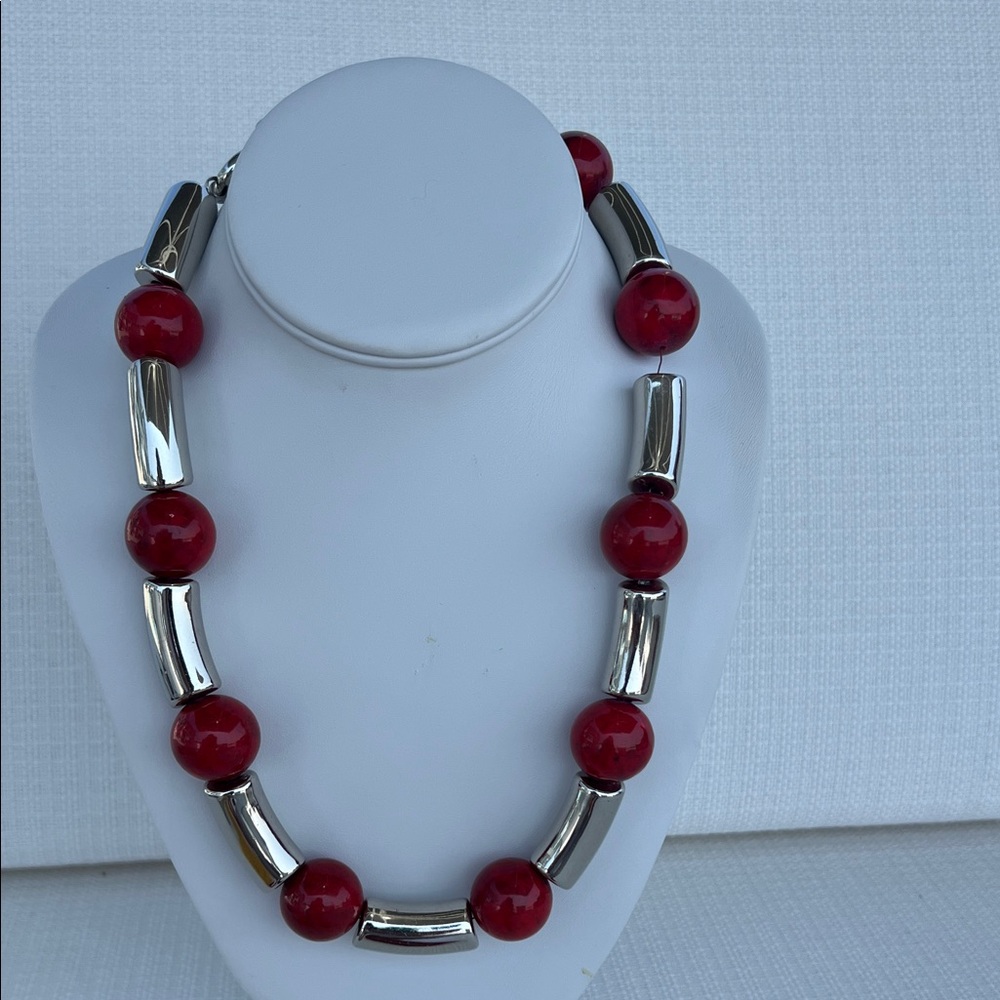 Elegant Red and Silver Necklace